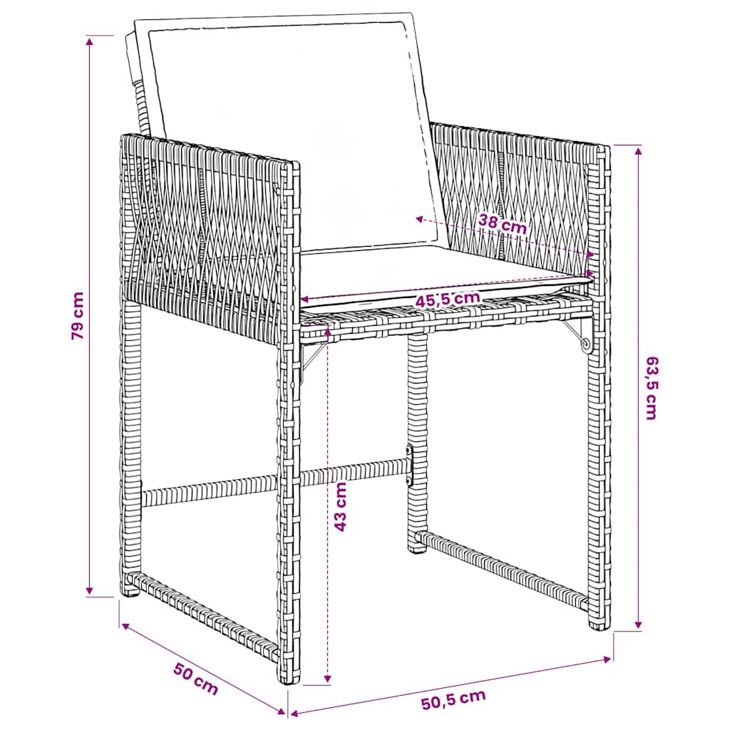 11-tlg. Garten-Essgruppe mit Kissen Schwarz Poly Rattan