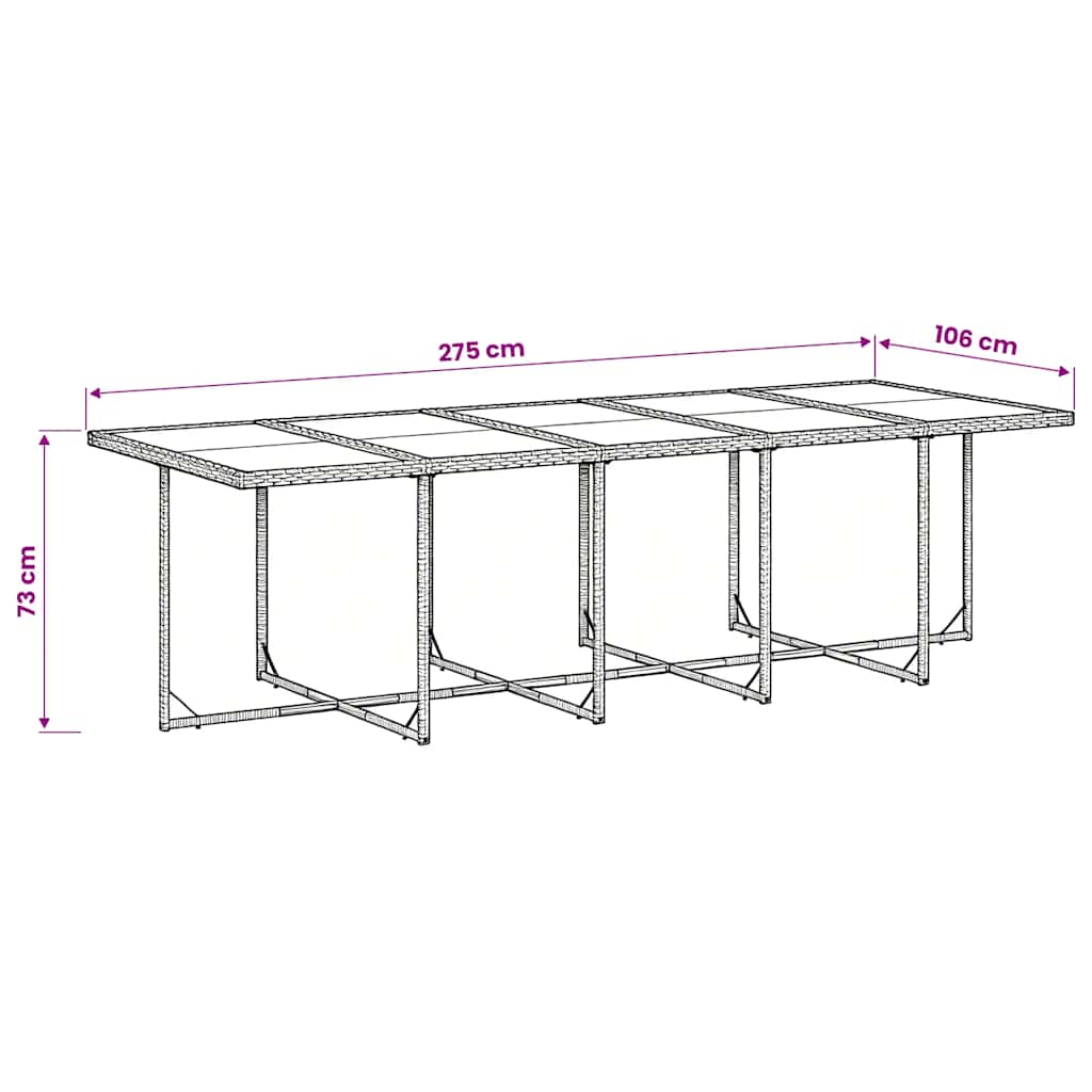 11-tlg. Garten-Essgruppe mit Kissen Grau Poly Rattan