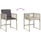 11-tlg. Garten-Essgruppe mit Kissen Hellgrau Poly Rattan
