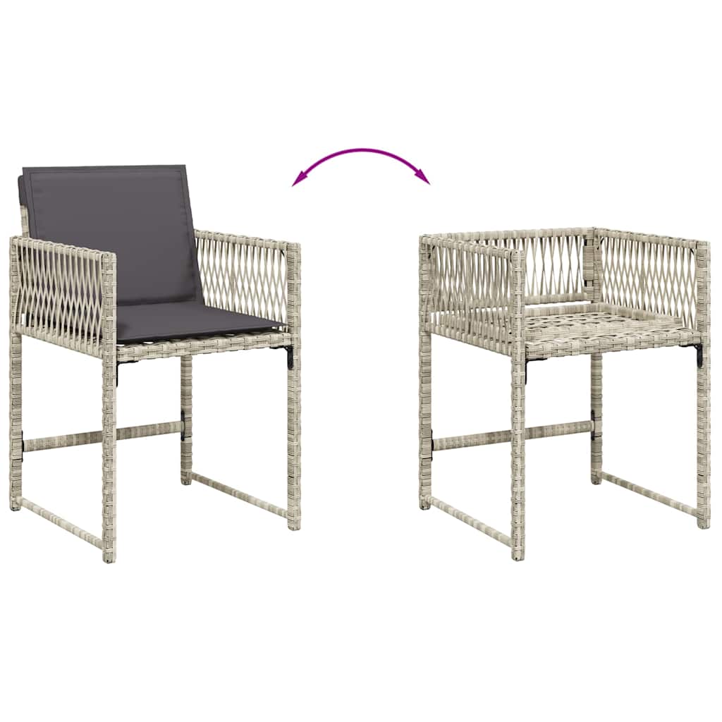 11-tlg. Garten-Essgruppe mit Kissen Hellgrau Poly Rattan