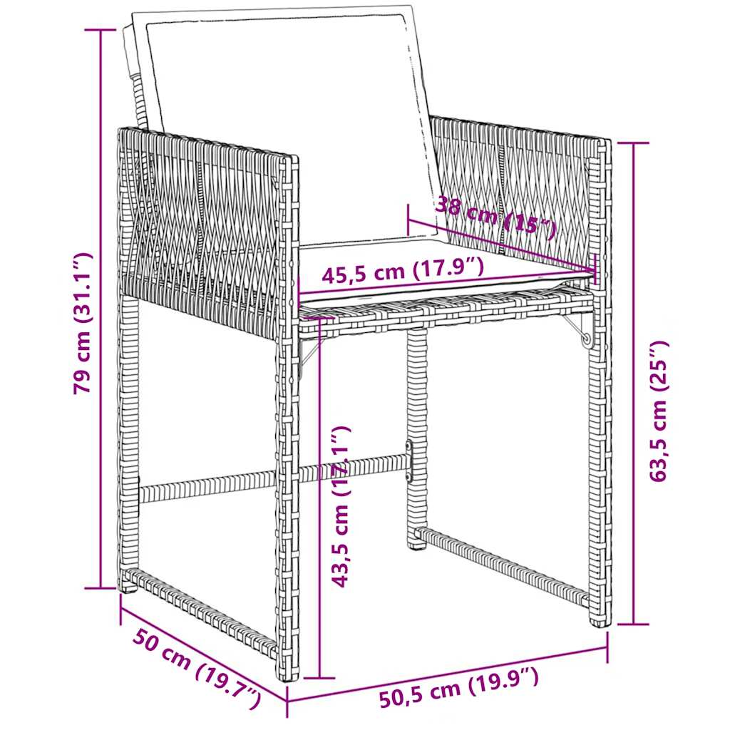 11-tlg. Garten-Essgruppe mit Kissen Schwarz Poly Rattan