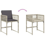 13-tlg. Garten-Essgruppe mit Kissen Hellgrau Poly Rattan