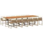 13-tlg. Garten-Essgruppe mit Kissen Beige Poly Rattan