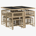 9-tlg. Garten-Essgruppe mit Kissen Beige Poly Rattan