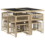 9-tlg. Garten-Essgruppe mit Kissen Beigemischung Poly Rattan