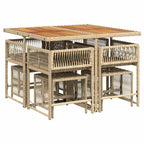 9-tlg. Garten-Essgruppe mit Kissen Beige Poly Rattan