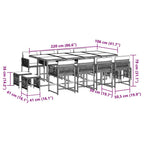 13-tlg. Garten-Essgruppe mit Kissen Schwarz Poly Rattan