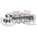 13-tlg. Garten-Essgruppe mit Kissen Grau Poly Rattan