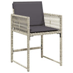 13-tlg. Garten-Essgruppe mit Kissen Hellgrau Poly Rattan