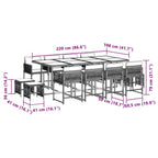 13-tlg. Garten-Essgruppe mit Kissen Beigemischung Poly Rattan
