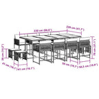 13-tlg. Garten-Essgruppe mit Kissen Schwarz Poly Rattan