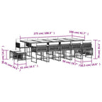 15-tlg. Garten-Essgruppe mit Kissen Hellgrau Poly Rattan