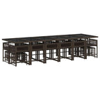 17-tlg. Garten-Essgruppe mit Kissen Braun Poly Rattan
