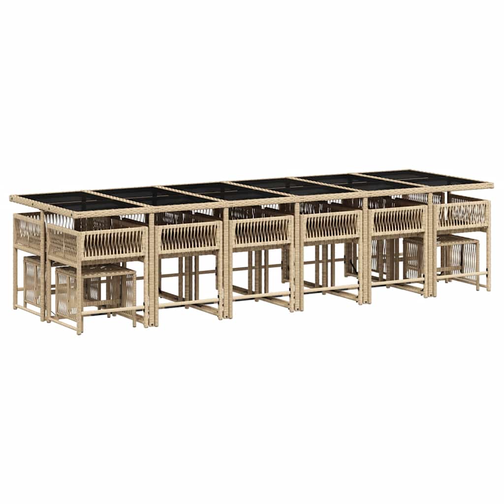 17-tlg. Garten-Essgruppe mit Kissen Beige Poly Rattan