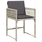 17-tlg. Garten-Essgruppe mit Kissen Hellgrau Poly Rattan