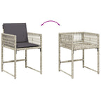 17-tlg. Garten-Essgruppe mit Kissen Hellgrau Poly Rattan