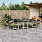 17-tlg. Garten-Essgruppe mit Kissen Hellgrau Poly Rattan