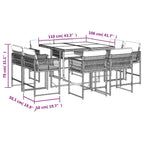 9-tlg. Garten-Essgruppe mit Kissen Beigemischung Poly Rattan