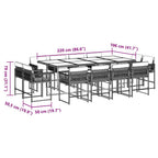 13-tlg. Garten-Essgruppe mit Kissen Grau Poly Rattan