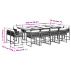 13-tlg. Garten-Essgruppe mit Kissen Braun Poly Rattan
