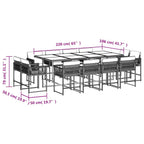 13-tlg. Garten-Essgruppe mit Kissen Hellgrau Poly Rattan