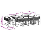 13-tlg. Garten-Essgruppe mit Kissen Beigemischung Poly Rattan