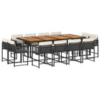 13-tlg. Garten-Essgruppe mit Kissen Schwarz Poly Rattan
