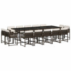 15-tlg. Garten-Essgruppe mit Kissen Braun Poly Rattan