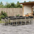 15-tlg. Garten-Essgruppe mit Kissen Hellgrau Poly Rattan