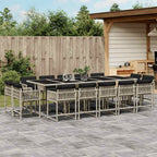 15-tlg. Garten-Essgruppe mit Kissen Hellgrau Poly Rattan