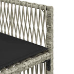 5-tlg. Garten-Essgruppe mit Kissen Hellgrau Poly Rattan