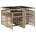 5-tlg. Garten-Essgruppe mit Kissen Beigemischung Poly Rattan