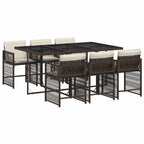 7-tlg. Garten-Essgruppe mit Kissen Braun Poly Rattan