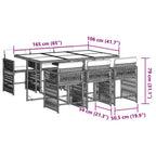 7-tlg. Garten-Essgruppe mit Kissen Braun Poly Rattan