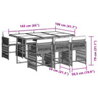 7-tlg. Garten-Essgruppe mit Kissen Beigemischung Poly Rattan