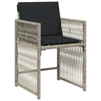 9-tlg. Garten-Essgruppe mit Kissen Hellgrau Poly Rattan