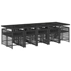 11-tlg. Garten-Essgruppe mit Kissen Schwarz Poly Rattan
