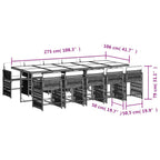 11-tlg. Garten-Essgruppe mit Kissen Hellgrau Poly Rattan