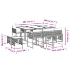 11-tlg. Garten-Essgruppe mit Kissen Hellgrau Poly Rattan