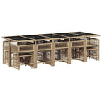 15-tlg. Garten-Essgruppe mit Kissen Beige Poly Rattan