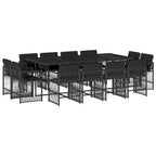 13-tlg. Garten-Essgruppe mit Kissen Schwarz Poly Rattan