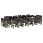 17-tlg. Garten-Essgruppe mit Kissen Grau Poly Rattan