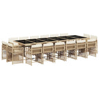 17-tlg. Garten-Essgruppe mit Kissen Beige Poly Rattan