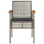 4-tlg. Garten-Lounge-Set mit Kissen Grau Poly Rattan