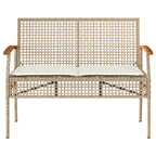 4-tlg. Garten-Lounge-Set mit Kissen Beige Poly Rattan