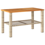 Gartentisch Beige 70x38x42 cm Poly Rattan Akazienholz