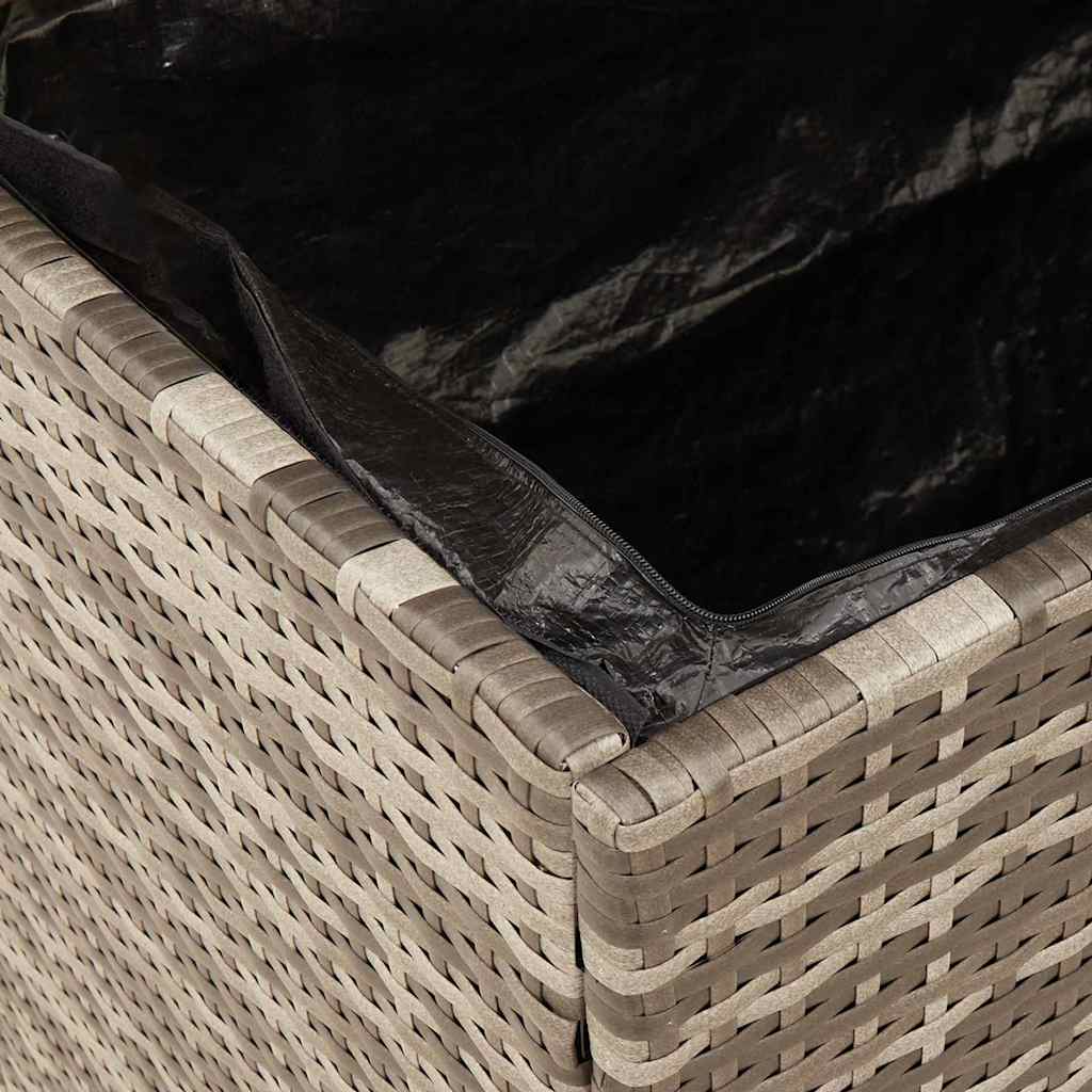 Gartentruhe Grau 80x40x48 cm Poly Rattan Akazienholz