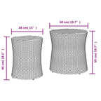 Garten-Beistelltische 2 Stk. mit Holzplatte Schwarz Poly Rattan
