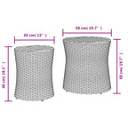 Garten-Beistelltische 2 Stk. mit Holzplatte Beige Poly Rattan