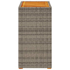Garten-Beistelltisch mit Holzplatte Grau 60x40x75cm Poly Rattan